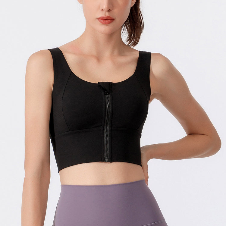 21-074top  Spring new pure color Lulu Yoga women's cross-border hot selling tight elastic sports fitness vest in Europe and America