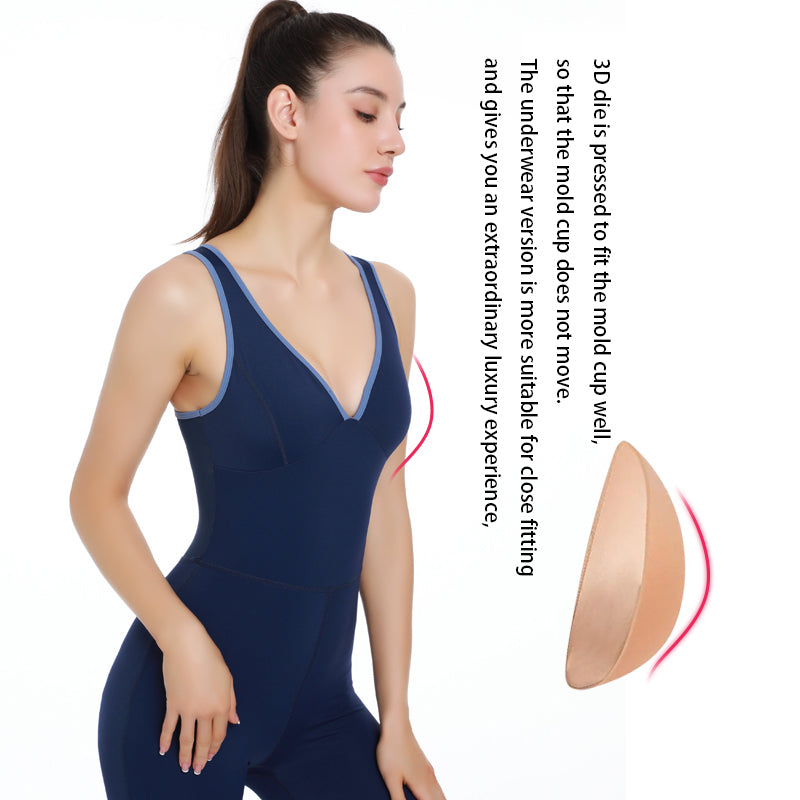 21-109outfit spring and summer women's one-piece yoga clothes elastic tight sleeveless back bodysuit fitness clothes running sportswear