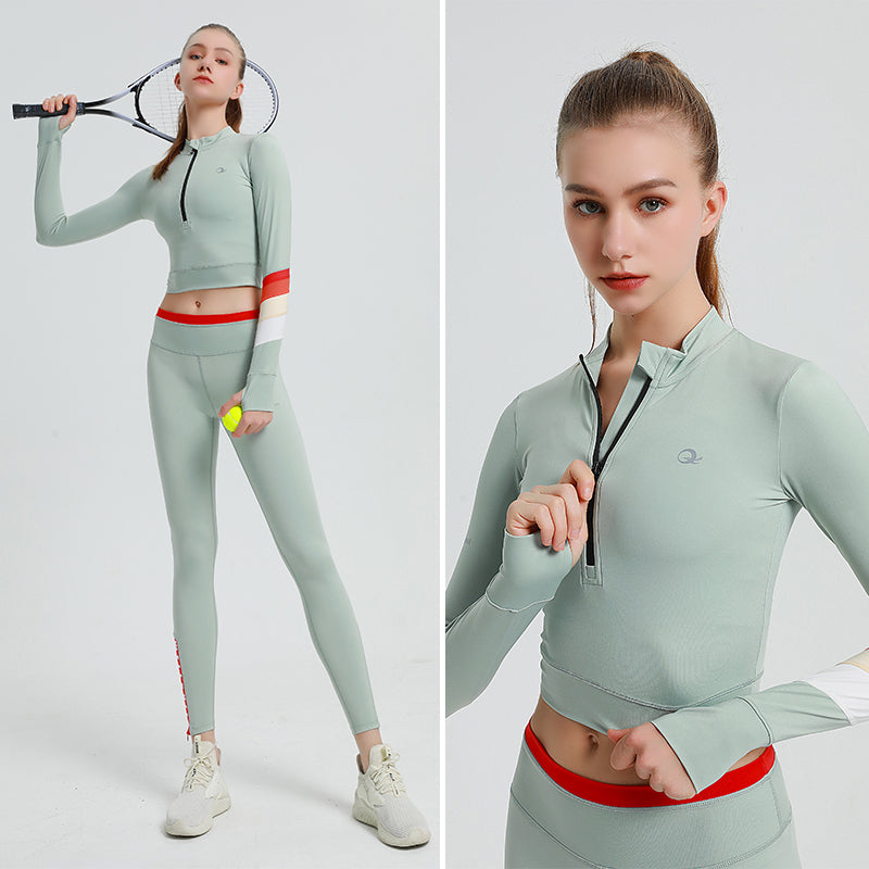 99-100outfit Spring new pure color Lulu Yoga suit women's cross-border hot selling tight elastic sports fitness suit in Europe and America