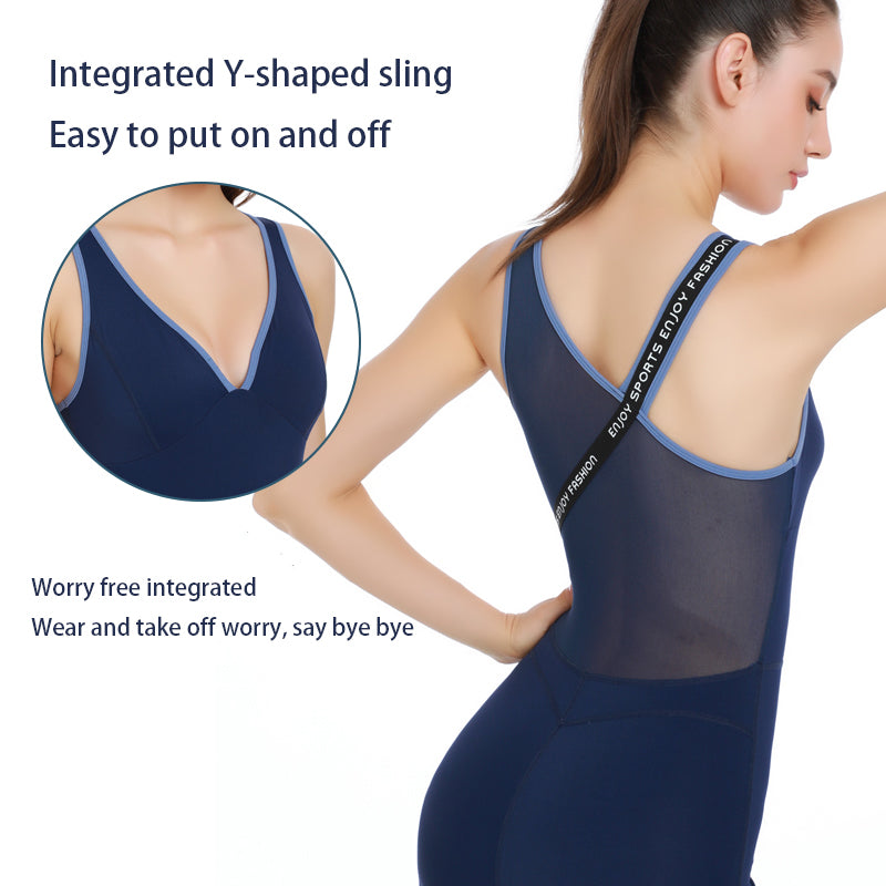 21-109outfit spring and summer women's one-piece yoga clothes elastic tight sleeveless back bodysuit fitness clothes running sportswear