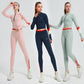 99-100outfit Spring new pure color Lulu Yoga suit women's cross-border hot selling tight elastic sports fitness suit in Europe and America