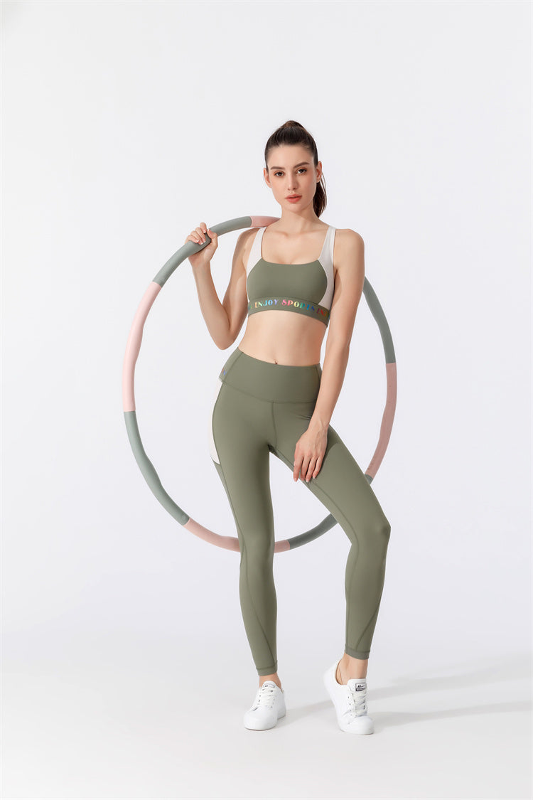 21-87/88outfit Spring new pure color Lulu Yoga suit women's cross-border hot selling tight elastic sports fitness suit in Europe and America