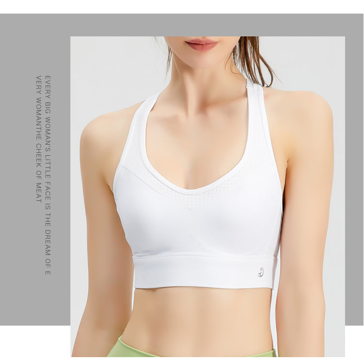 20-037top  one piece Yoga running underwear  Graphic Mesh Insert Sports Bra